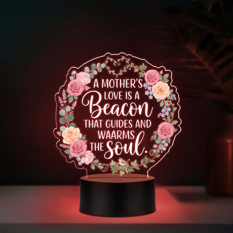 Inspirational Quote UV Print 7 Color LED Night Lamp Mothers Day Gift for Mom Acrylic Light